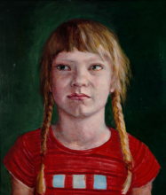 Portrait Charlotte, 2006, Mischtechnik auf Hartfaser, 43 x 39 cm