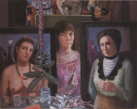 Selbst mit Vorbildern, 1980, Öl auf Leinwand, 100 x 130 cm