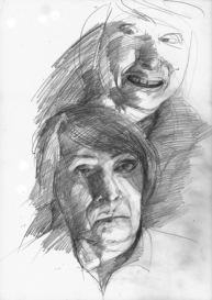 "Doppelselbstporträt", 1999, Graphit, 42 x 30 cm