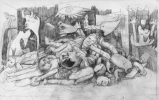 "Und immer wieder Guernica", 2010, Graphit, 34 x 42 cm