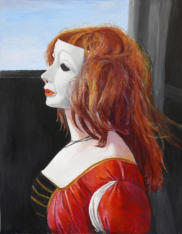 Maskierte Dame nach Botticelli, 2020, Mischtechnik auf Hartfaser, 90 x 70 cm